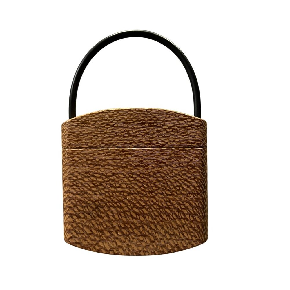 Handmade Wooden Purse Small Box Bag Rubber Handle Artisan Unique Used - Picture 2 of 16